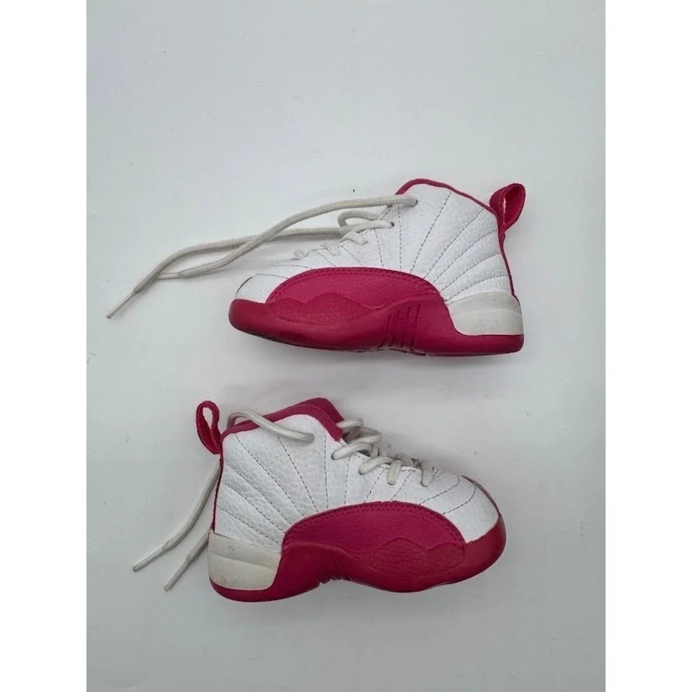Jordan 12 Retro Toddler White Vivid Pink Sneakers 819666-109 Size 5C Mens